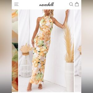 COPY - Novo Doll Satin Floral Halter Maxi Dress